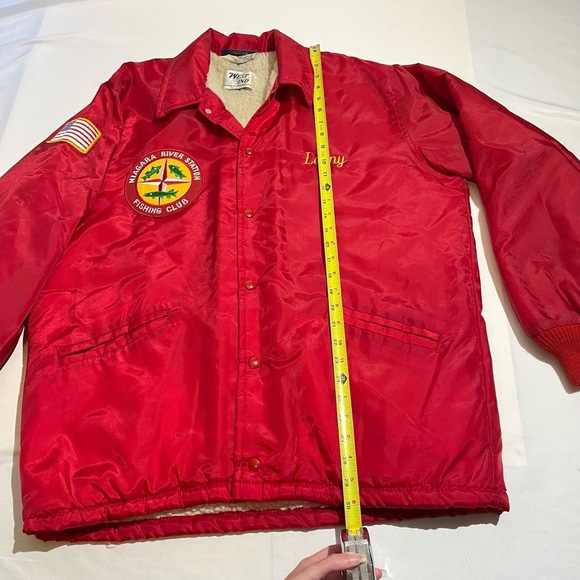 Vintage 60s Fishing Jacket Mens Large Niagara River Patch Sherpa Lined USA Coat - Picture 7 of 11